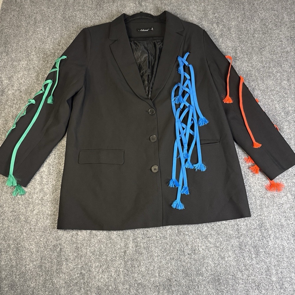 Athina Women's Blazer Entangled String Neon Size Large Grunge Goth
